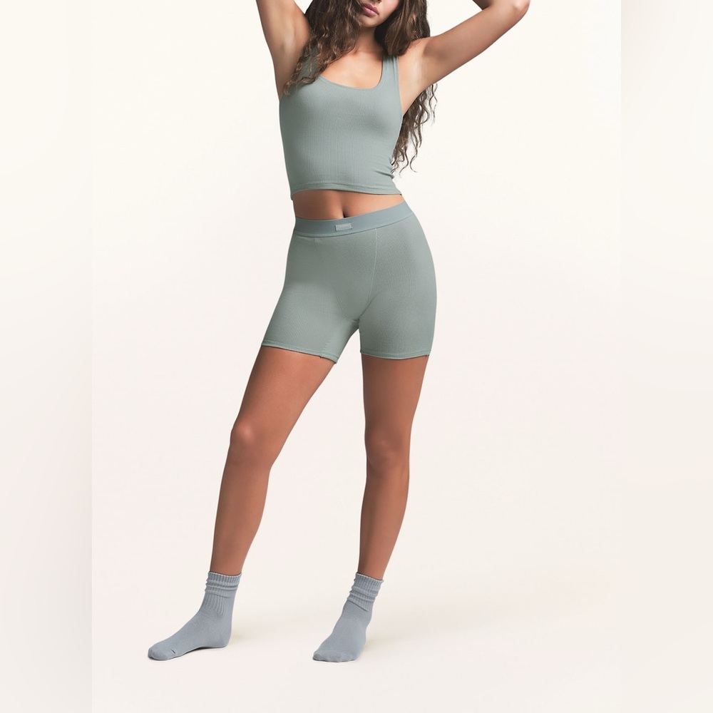 SKIMS Blue Boxer and Bra Set